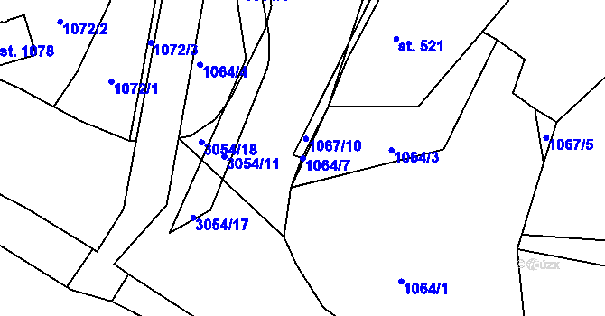 Parcela st. 1064/7 v KÚ Dolní Rokytnice, Katastrální mapa