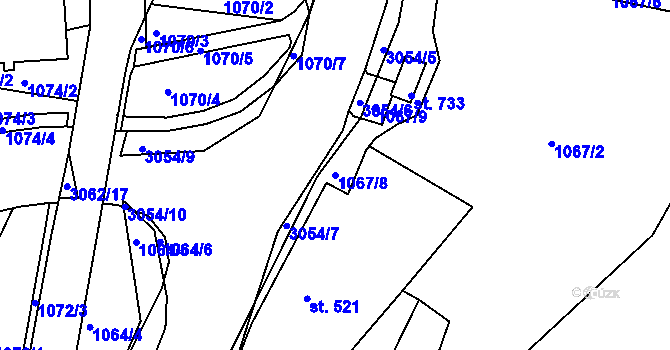 Parcela st. 1067/8 v KÚ Dolní Rokytnice, Katastrální mapa