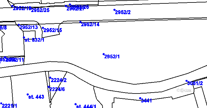 Parcela st. 2952/1 v KÚ Dolní Rokytnice, Katastrální mapa