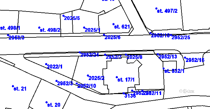 Parcela st. 2952/7 v KÚ Dolní Rokytnice, Katastrální mapa
