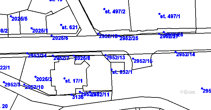 Parcela st. 2952/13 v KÚ Dolní Rokytnice, Katastrální mapa