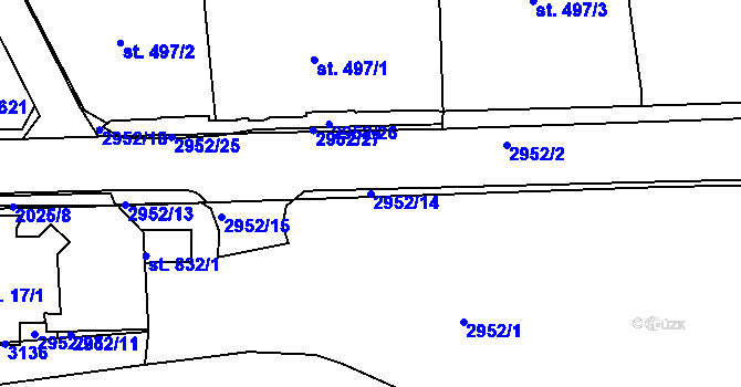Parcela st. 2952/14 v KÚ Dolní Rokytnice, Katastrální mapa