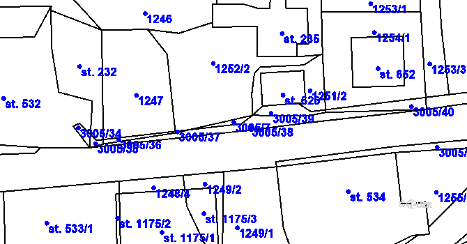 Parcela st. 3005/7 v KÚ Dolní Rokytnice, Katastrální mapa