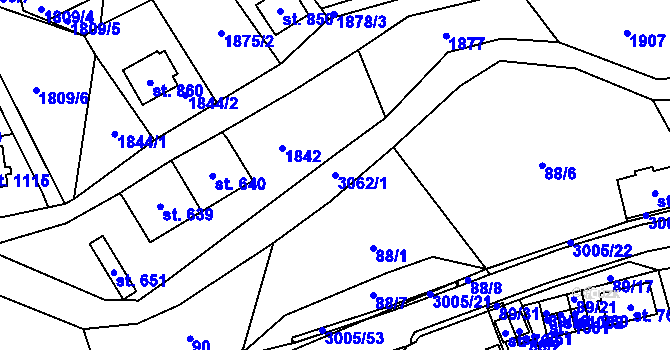 Parcela st. 3062/1 v KÚ Dolní Rokytnice, Katastrální mapa