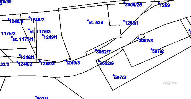 Parcela st. 3062/7 v KÚ Dolní Rokytnice, Katastrální mapa