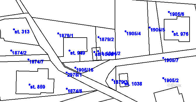 Parcela st. 1044/2 v KÚ Dolní Rokytnice, Katastrální mapa