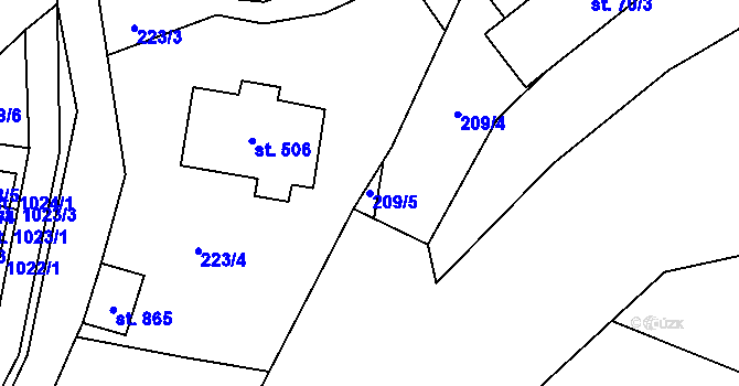 Parcela st. 209/5 v KÚ Dolní Rokytnice, Katastrální mapa