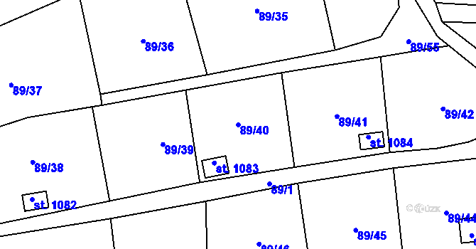 Parcela st. 89/40 v KÚ Dolní Rokytnice, Katastrální mapa