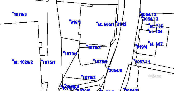 Parcela st. 1070/8 v KÚ Dolní Rokytnice, Katastrální mapa