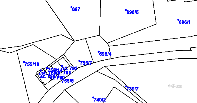 Parcela st. 696/4 v KÚ Dolní Rokytnice, Katastrální mapa