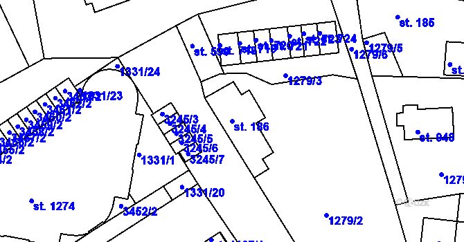 Parcela st. 186 v KÚ Horní Rokytnice nad Jizerou, Katastrální mapa