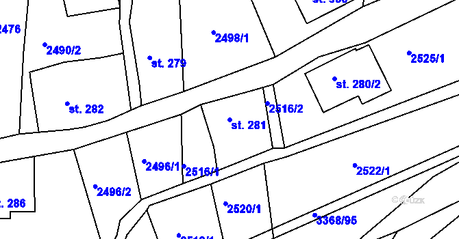 Parcela st. 281 v KÚ Horní Rokytnice nad Jizerou, Katastrální mapa