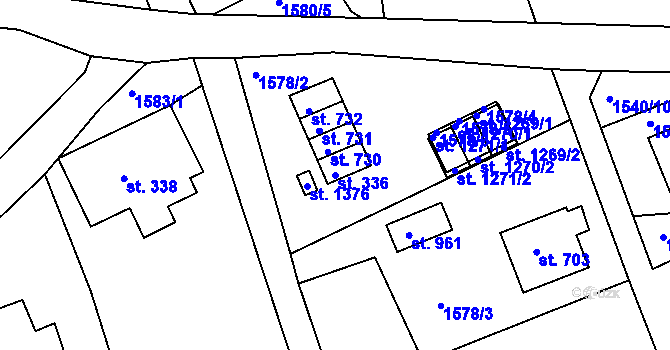 Parcela st. 336 v KÚ Horní Rokytnice nad Jizerou, Katastrální mapa