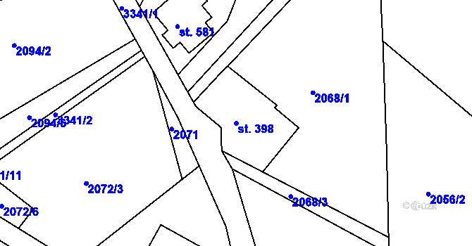 Parcela st. 398 v KÚ Horní Rokytnice nad Jizerou, Katastrální mapa