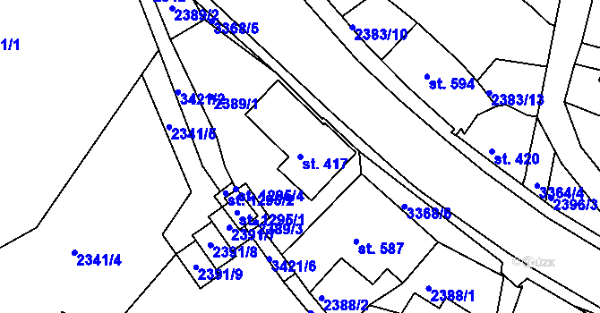 Parcela st. 417 v KÚ Horní Rokytnice nad Jizerou, Katastrální mapa