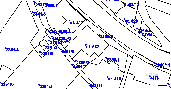 Parcela st. 587 v KÚ Horní Rokytnice nad Jizerou, Katastrální mapa