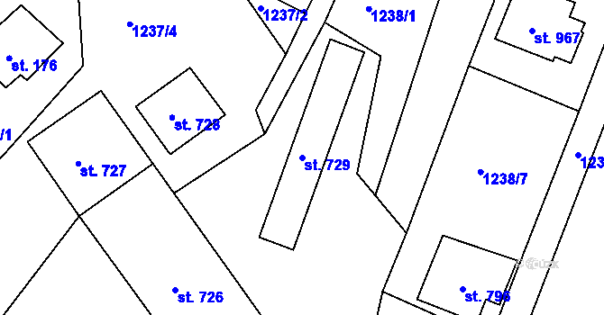 Parcela st. 729 v KÚ Horní Rokytnice nad Jizerou, Katastrální mapa