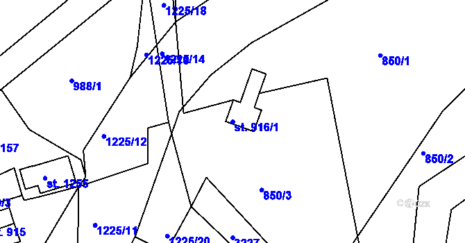 Parcela st. 916/1 v KÚ Horní Rokytnice nad Jizerou, Katastrální mapa