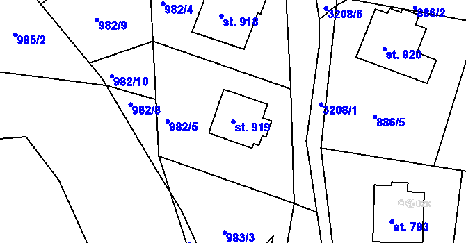 Parcela st. 919 v KÚ Horní Rokytnice nad Jizerou, Katastrální mapa