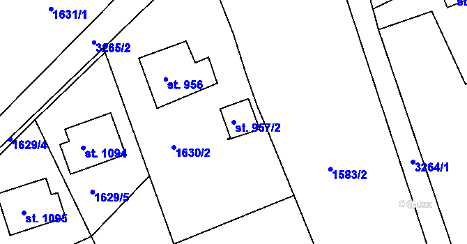 Parcela st. 957/2 v KÚ Horní Rokytnice nad Jizerou, Katastrální mapa