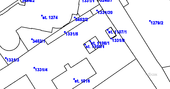 Parcela st. 1109/1 v KÚ Horní Rokytnice nad Jizerou, Katastrální mapa