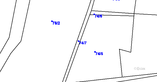 Parcela st. 74/7 v KÚ Horní Rokytnice nad Jizerou, Katastrální mapa