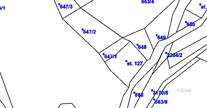 Parcela st. 647/1 v KÚ Horní Rokytnice nad Jizerou, Katastrální mapa