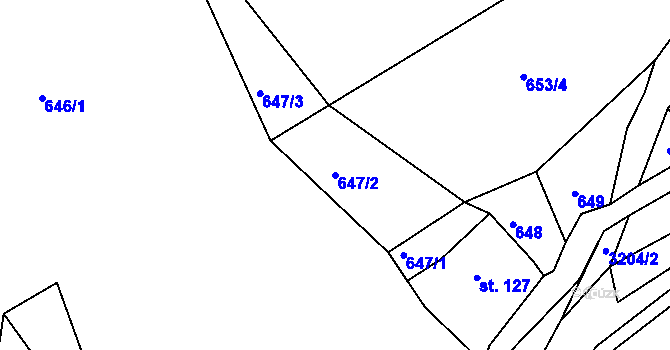 Parcela st. 647/2 v KÚ Horní Rokytnice nad Jizerou, Katastrální mapa
