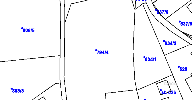 Parcela st. 794/4 v KÚ Horní Rokytnice nad Jizerou, Katastrální mapa