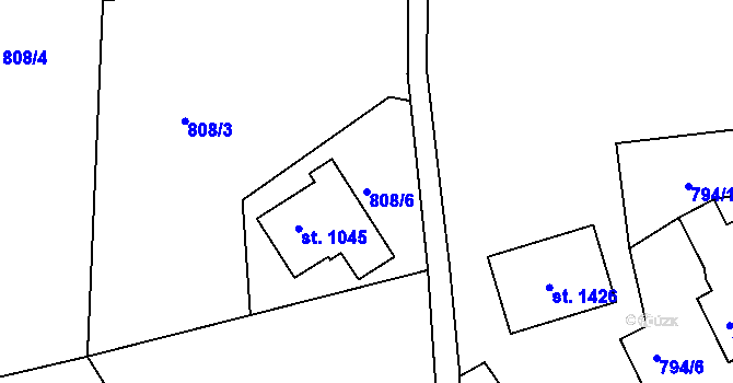 Parcela st. 808/6 v KÚ Horní Rokytnice nad Jizerou, Katastrální mapa