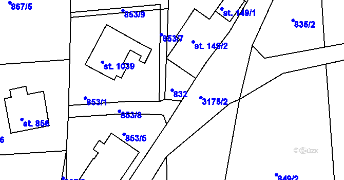 Parcela st. 832 v KÚ Horní Rokytnice nad Jizerou, Katastrální mapa