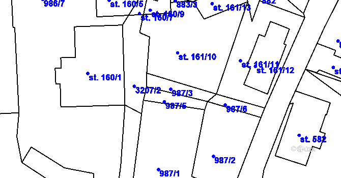 Parcela st. 987/3 v KÚ Horní Rokytnice nad Jizerou, Katastrální mapa