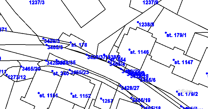 Parcela st. 1238/9 v KÚ Horní Rokytnice nad Jizerou, Katastrální mapa