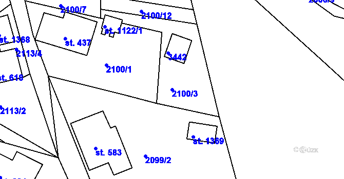Parcela st. 2100/3 v KÚ Horní Rokytnice nad Jizerou, Katastrální mapa