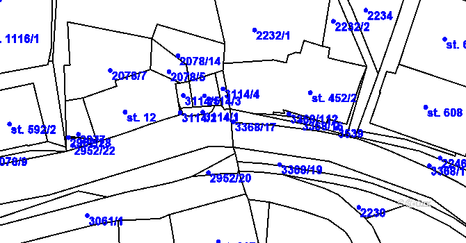 Parcela st. 3368/17 v KÚ Horní Rokytnice nad Jizerou, Katastrální mapa