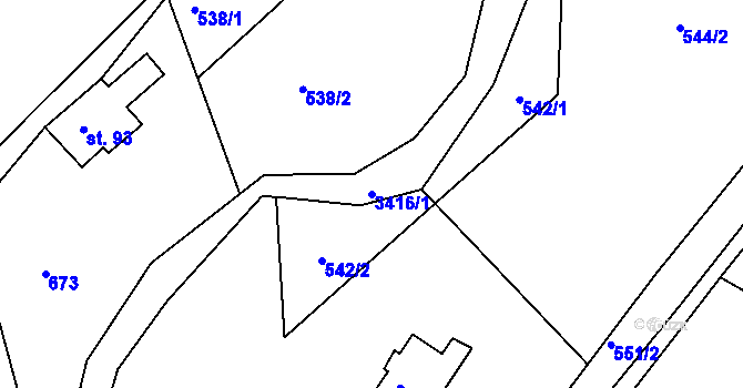 Parcela st. 3416/1 v KÚ Horní Rokytnice nad Jizerou, Katastrální mapa