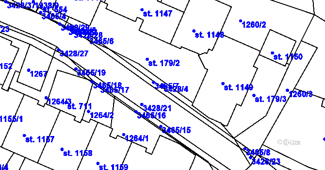 Parcela st. 3428/4 v KÚ Horní Rokytnice nad Jizerou, Katastrální mapa