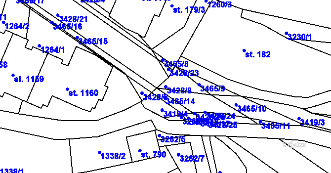 Parcela st. 3428/8 v KÚ Horní Rokytnice nad Jizerou, Katastrální mapa