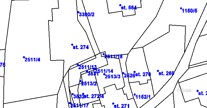 Parcela st. 2511/18 v KÚ Horní Rokytnice nad Jizerou, Katastrální mapa