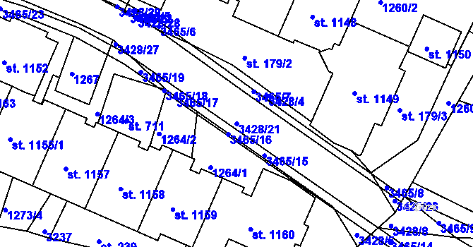 Parcela st. 3428/21 v KÚ Horní Rokytnice nad Jizerou, Katastrální mapa