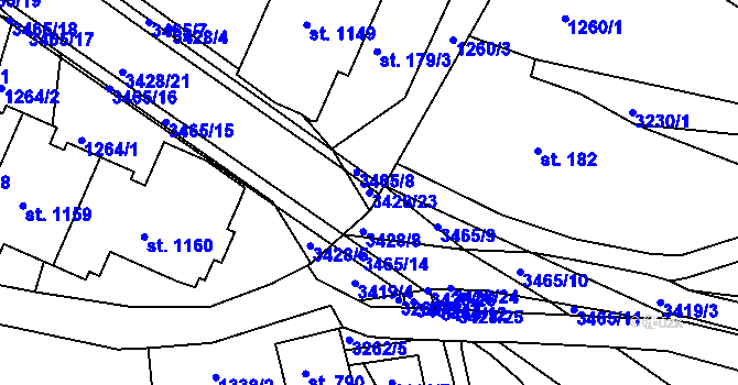 Parcela st. 3428/23 v KÚ Horní Rokytnice nad Jizerou, Katastrální mapa