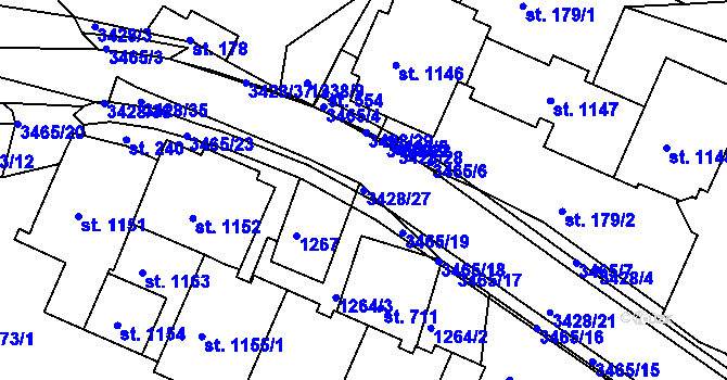 Parcela st. 3428/27 v KÚ Horní Rokytnice nad Jizerou, Katastrální mapa