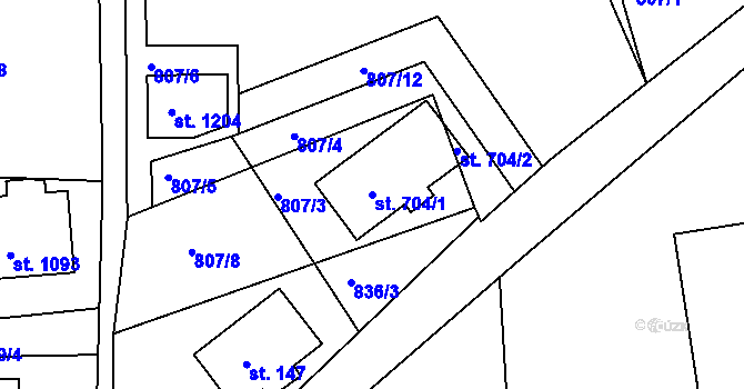 Parcela st. 704/1 v KÚ Horní Rokytnice nad Jizerou, Katastrální mapa