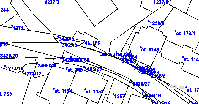 Parcela st. 3428/37 v KÚ Horní Rokytnice nad Jizerou, Katastrální mapa