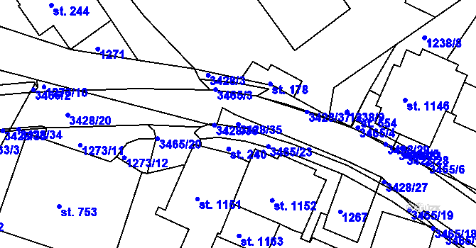 Parcela st. 3428/35 v KÚ Horní Rokytnice nad Jizerou, Katastrální mapa