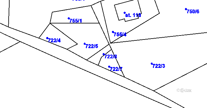 Parcela st. 722/8 v KÚ Horní Rokytnice nad Jizerou, Katastrální mapa