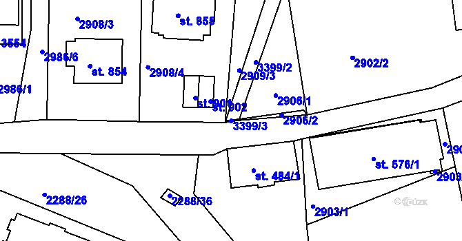 Parcela st. 3399/3 v KÚ Horní Rokytnice nad Jizerou, Katastrální mapa