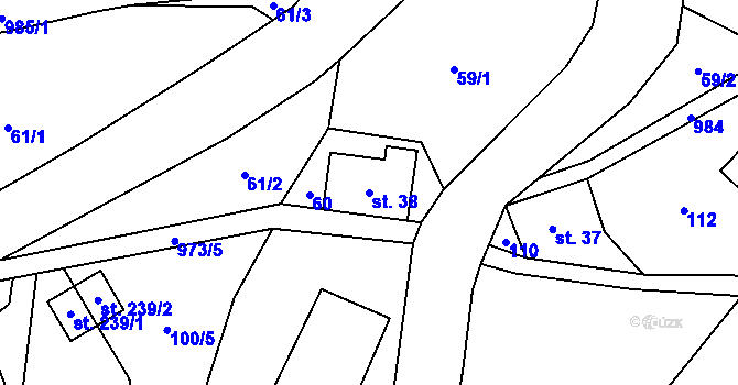 Parcela st. 38 v KÚ Rokytno v Krkonoších, Katastrální mapa