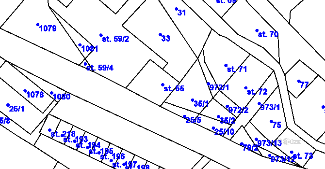 Parcela st. 55 v KÚ Rokytno v Krkonoších, Katastrální mapa
