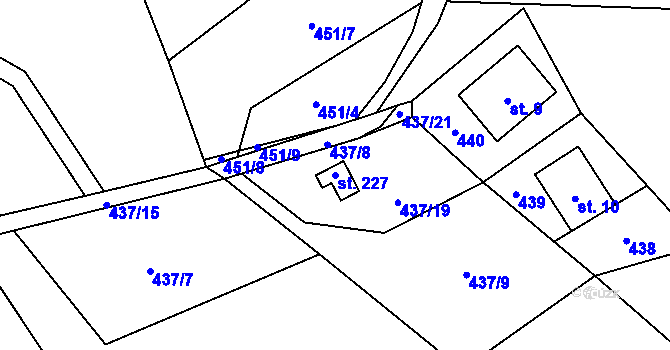 Parcela st. 227 v KÚ Rokytno v Krkonoších, Katastrální mapa